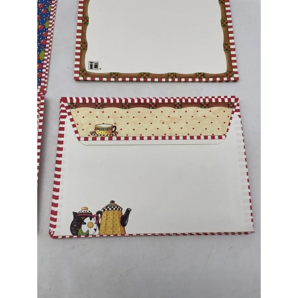 Vintage Mary Engelbreit Teapot Cherries Stationery 20 Paper 20 Envelopes ME